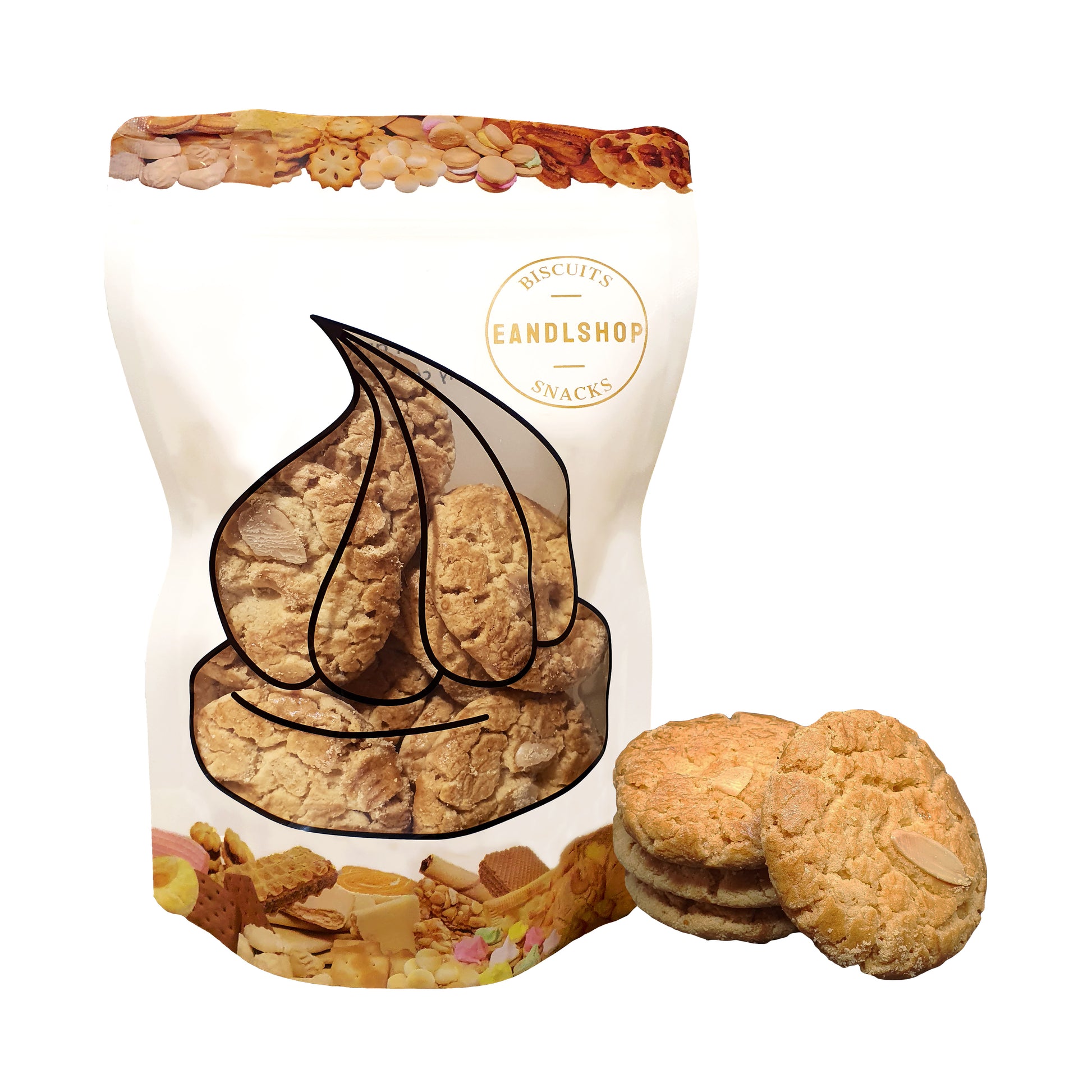 Almond Flake Cookies. Old-school biscuits, modern snacks (chips, crackers), cakes, gummies, plums, dried fruits, nuts, herbal tea – available at www.EANDLSHOP.com