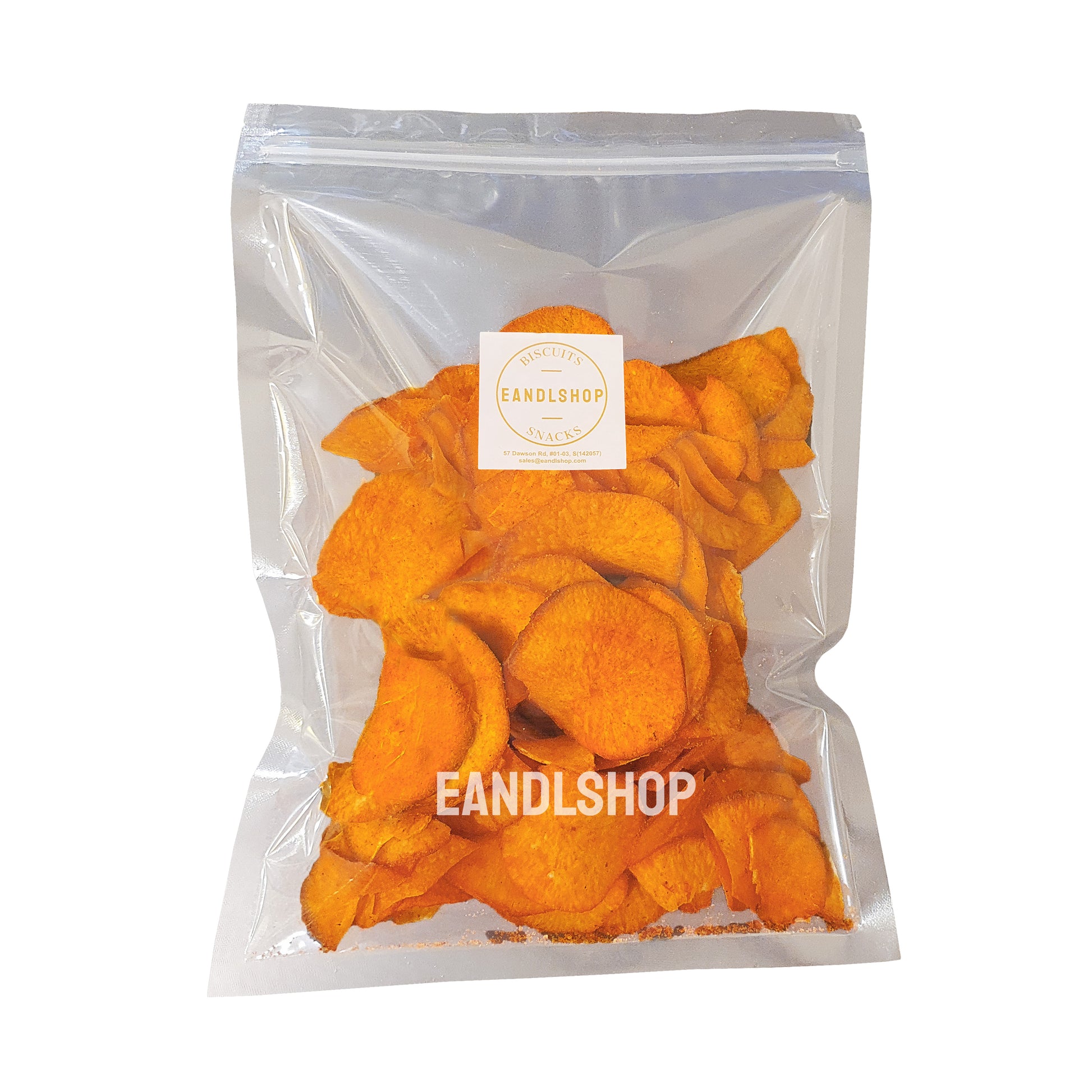 Tapioca Chips (Curry). Old-school biscuits, modern snacks (chips, crackers), cakes, gummies, plums, dried fruits, nuts, herbal tea – available at www.EANDLSHOP.com