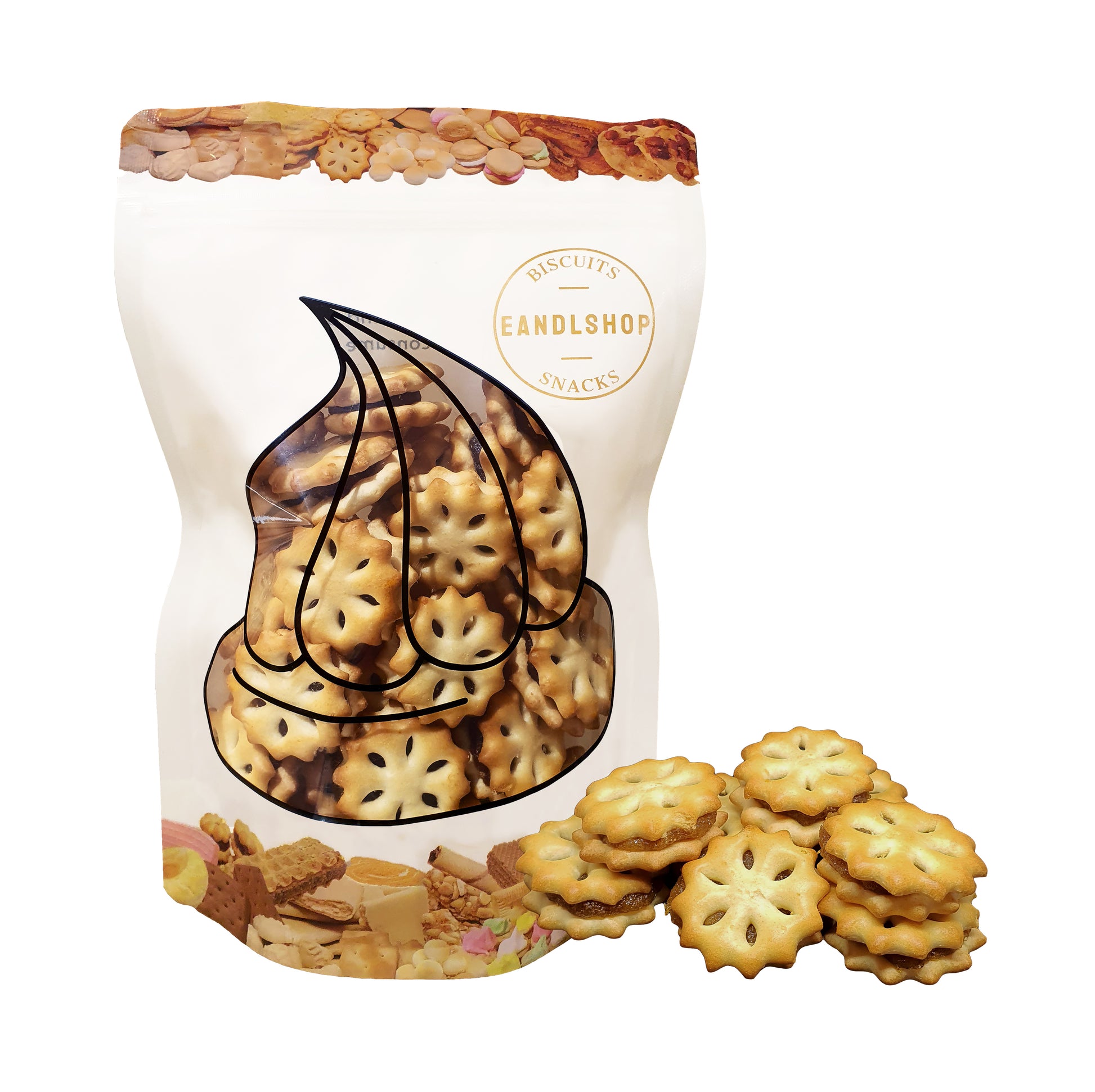 Mini Golden Pineapple biscuit. Old-school biscuits, modern snacks (chips, crackers), cakes, gummies, plums, dried fruits, nuts, herbal tea – available at www.EANDLSHOP.com