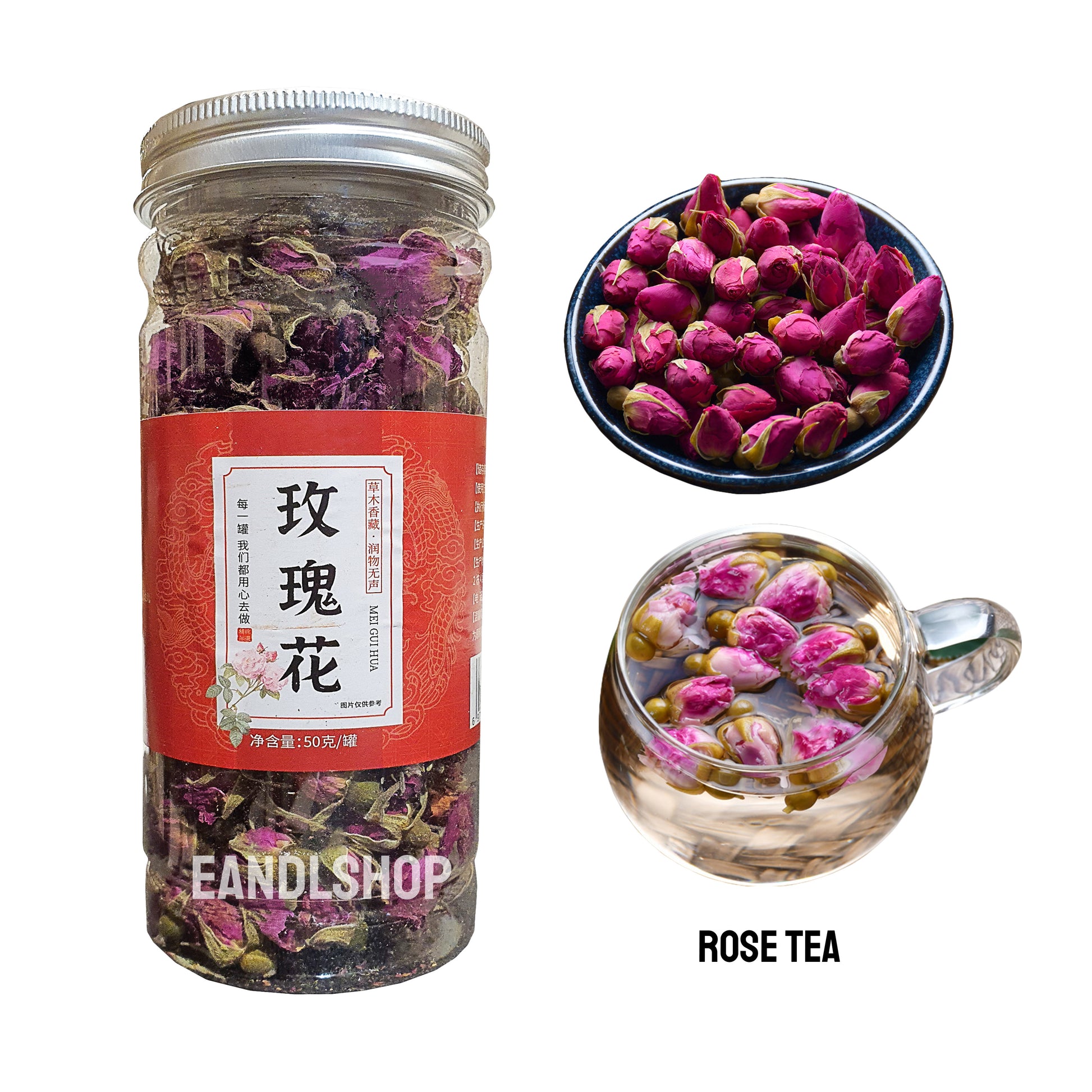 Rose Buds Tea. Old-school biscuits, modern snacks (chips, crackers), cakes, gummies, plums, dried fruits, nuts, herbal tea – available at www.EANDLSHOP.com
