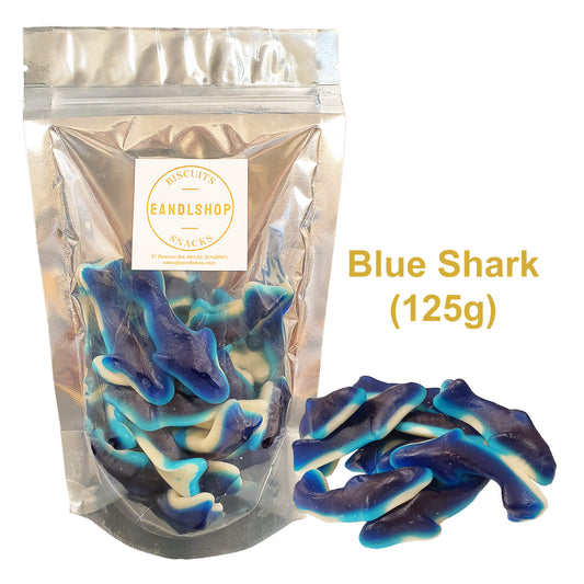 Bebeto blue shark. Old-school biscuits, modern snacks (chips, crackers), cakes, gummies, plums, dried fruits, nuts, herbal tea – available at www.EANDLSHOP.com