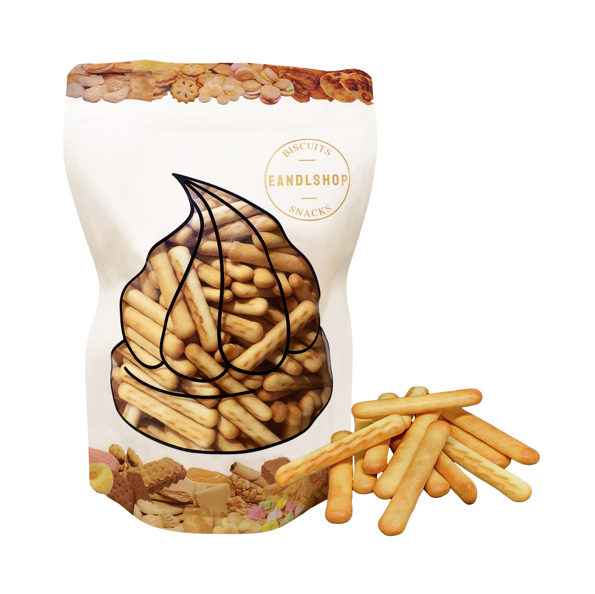 Stick Biscuit (Potato). Old-school biscuits, modern snacks (chips, crackers), cakes, gummies, plums, dried fruits, nuts, herbal tea – available at www.EANDLSHOP.com