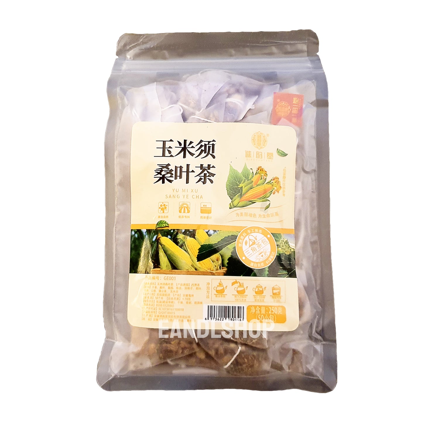 Corn Silk Mulberry Leaf Tea. Old-school biscuits, modern snacks (chips, crackers), cakes, gummies, plums, dried fruits, nuts, herbal tea – available at www.EANDLSHOP.com