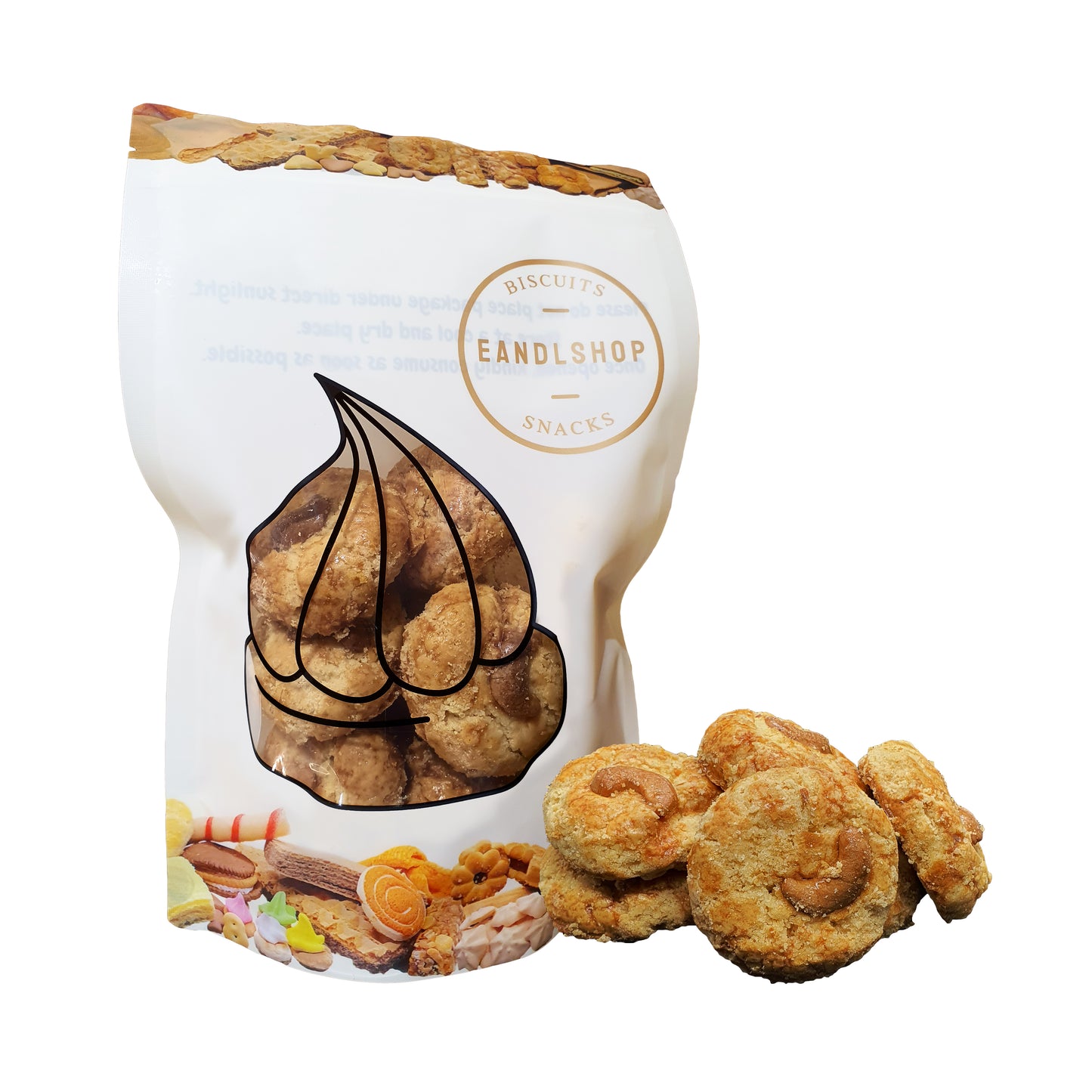Cashew Nuts Cookies. Old-school biscuits, modern snacks (chips, crackers), cakes, gummies, plums, dried fruits, nuts, herbal tea – available at www.EANDLSHOP.com