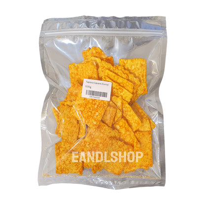 Tapioca Square (Curry) Cracker (150g). Old-school biscuits, modern snacks (chips, crackers), cakes, gummies, plums, dried fruits, nuts, herbal tea – available at www.EANDLSHOP.com