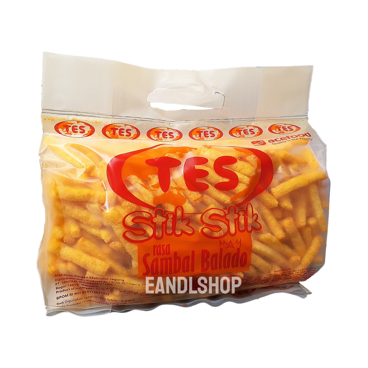 TES sambal balado stick 500g. Old-school biscuits, modern snacks (chips, crackers), cakes, gummies, plums, dried fruits, nuts, herbal tea – available at www.EANDLSHOP.com